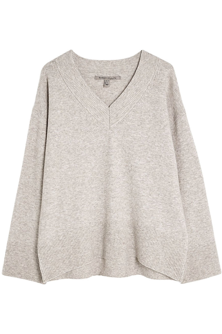 Ribbed V Neck Oversize Jumper