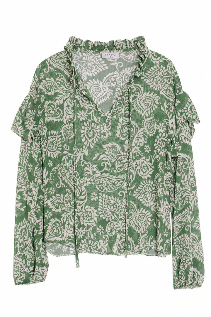 Green Paisley Print Gipsy Blouse