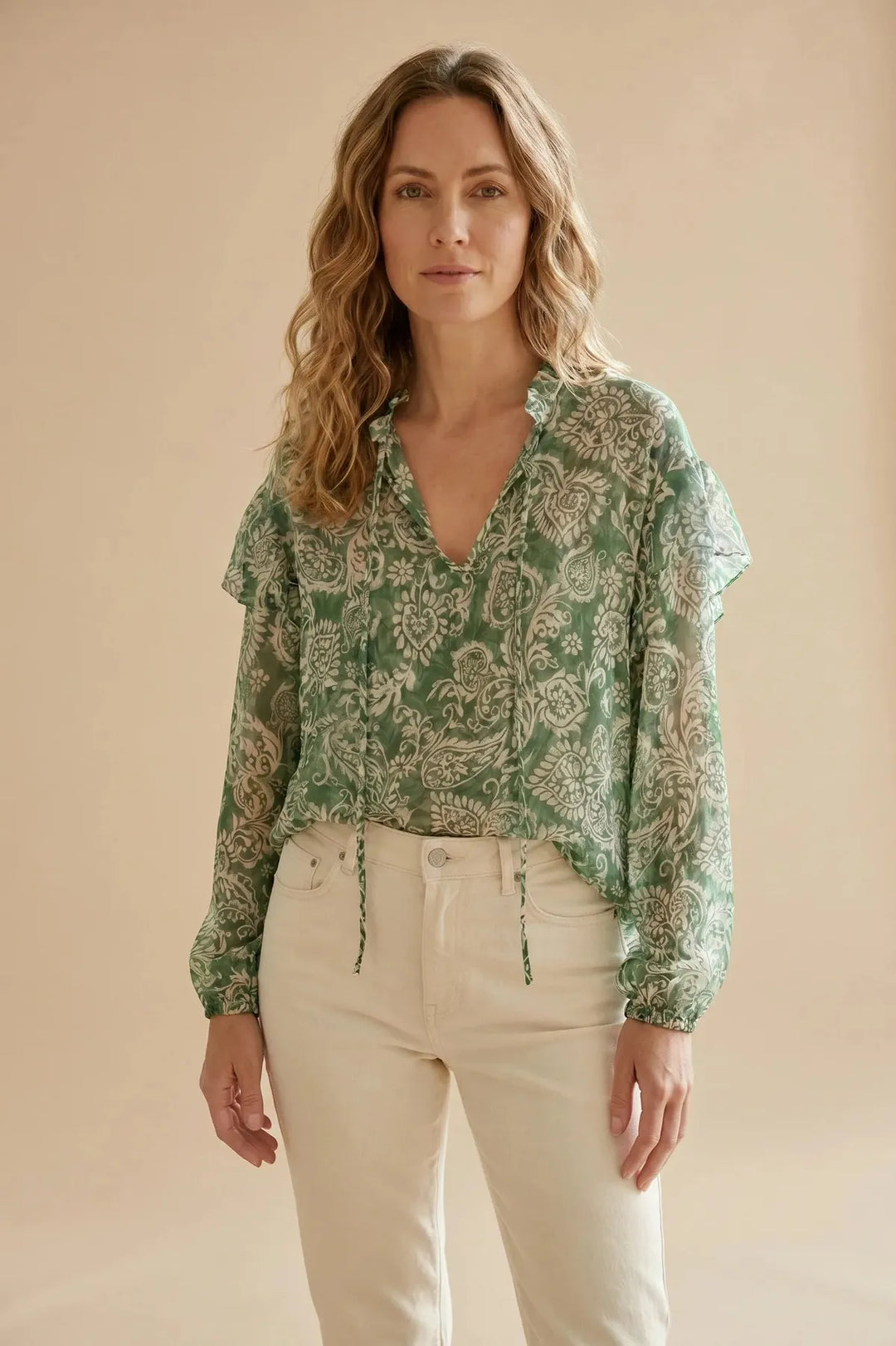Green Paisley Print Gipsy Blouse