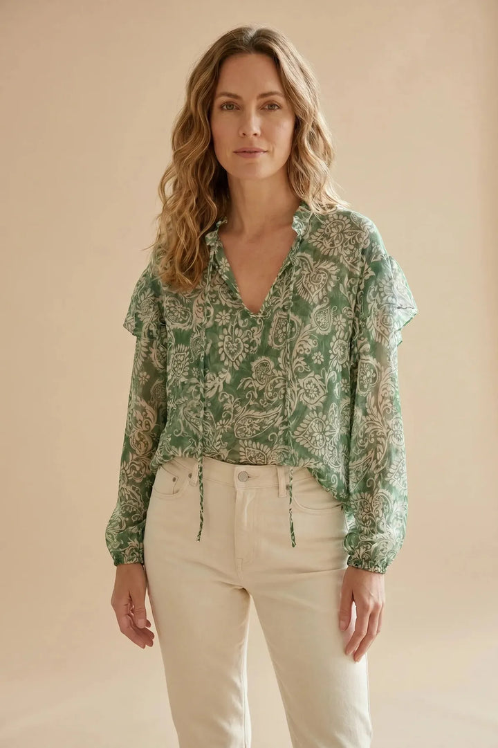 Green Paisley Print Gipsy Blouse