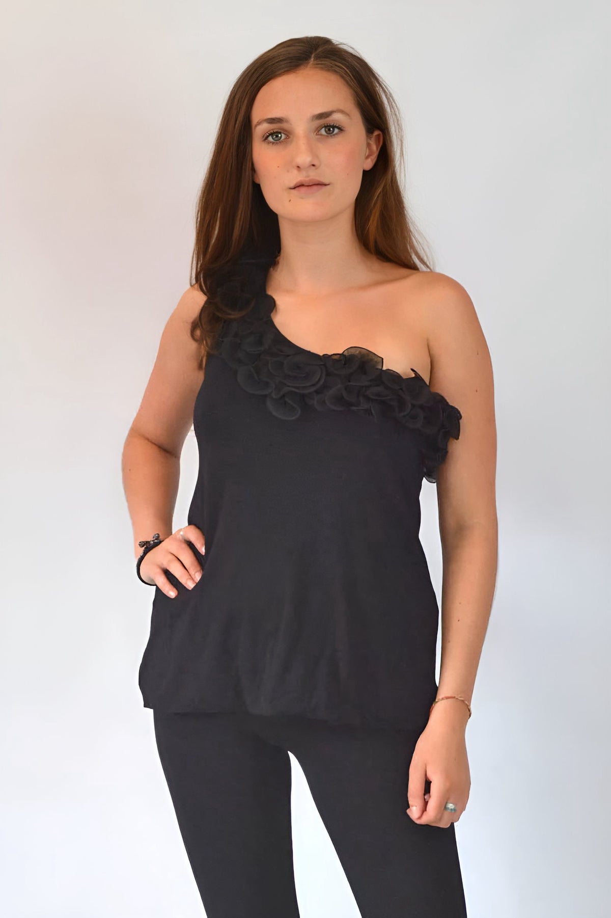 One Shoulder Frill Edge Top
