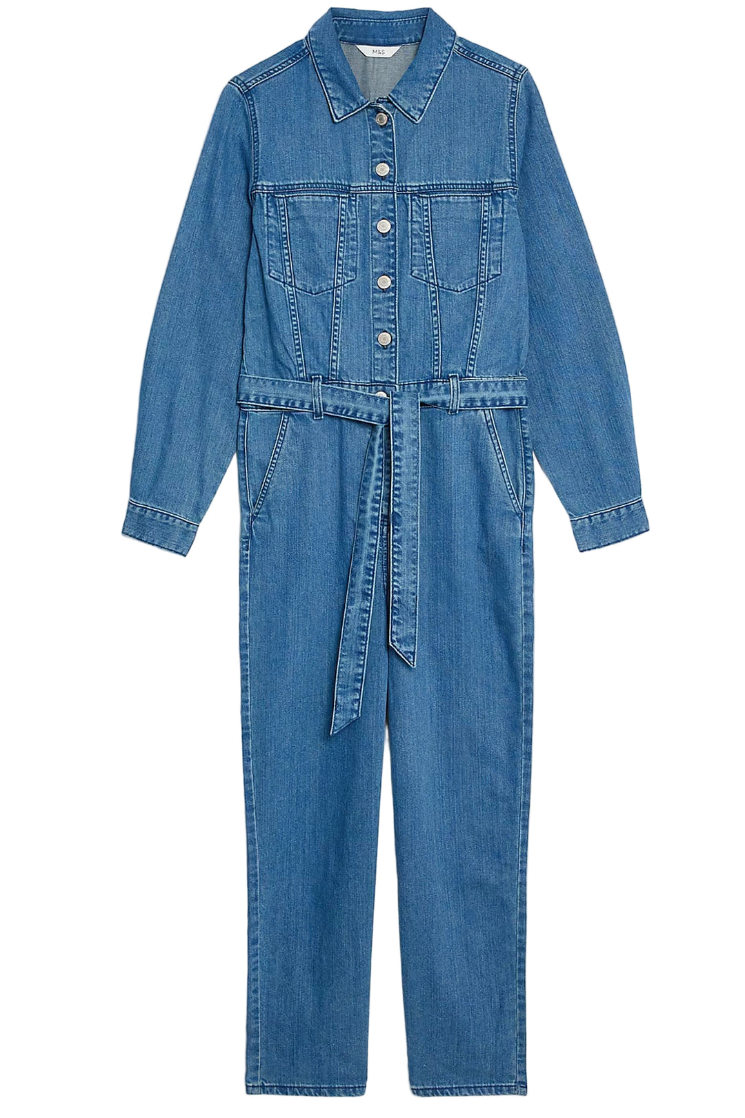 Denim Belted Ankle Grazer Jumpsuit