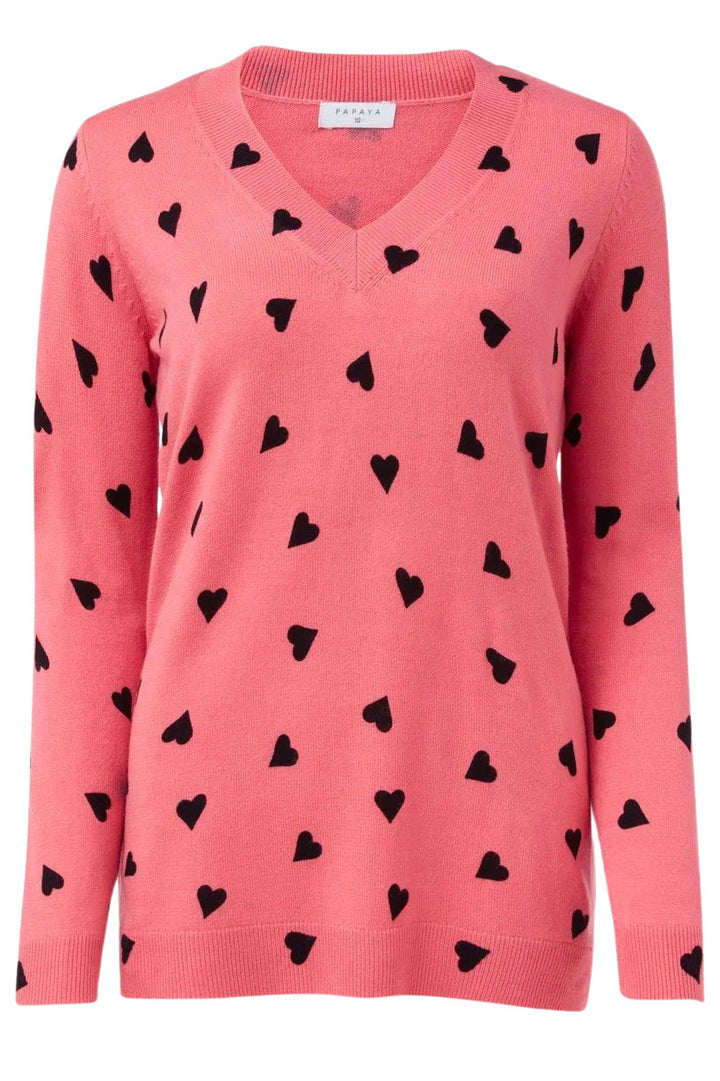 Pink Heart Print Soft Touch Jumper