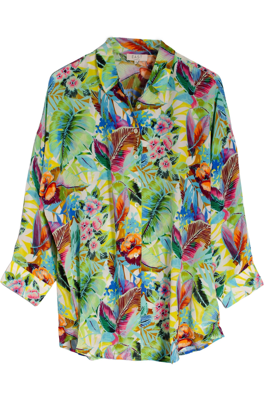 Silk Longline Tropical Print Shirt-Secret Label