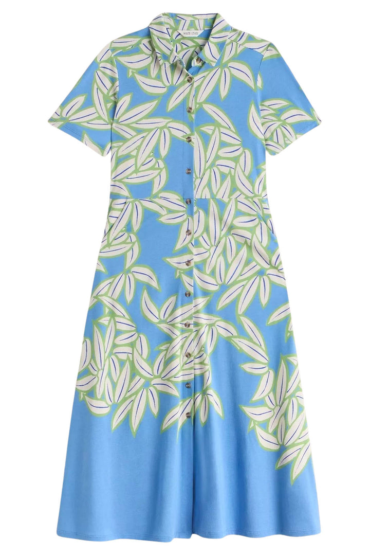 Blue Floral Short Sleeve Midi Shirt Dress-Secret Label