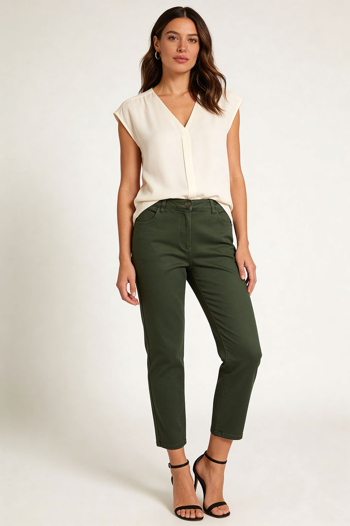 Stretch Cotton Cropped Jeans