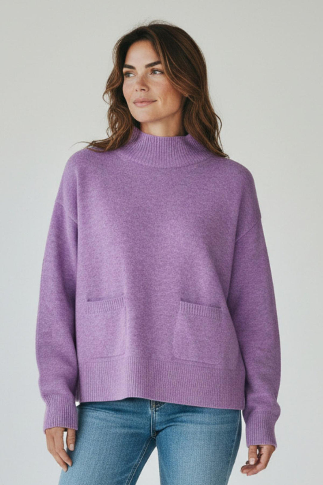 Funnel neck pocket jumper