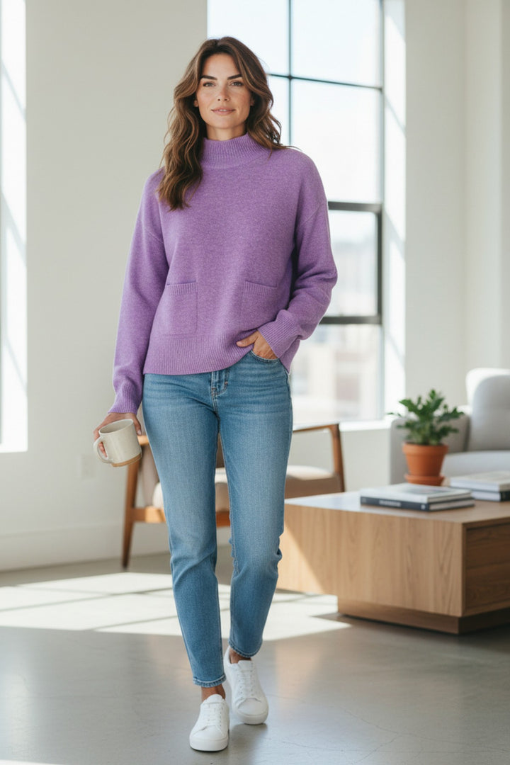 Funnel neck pocket jumper