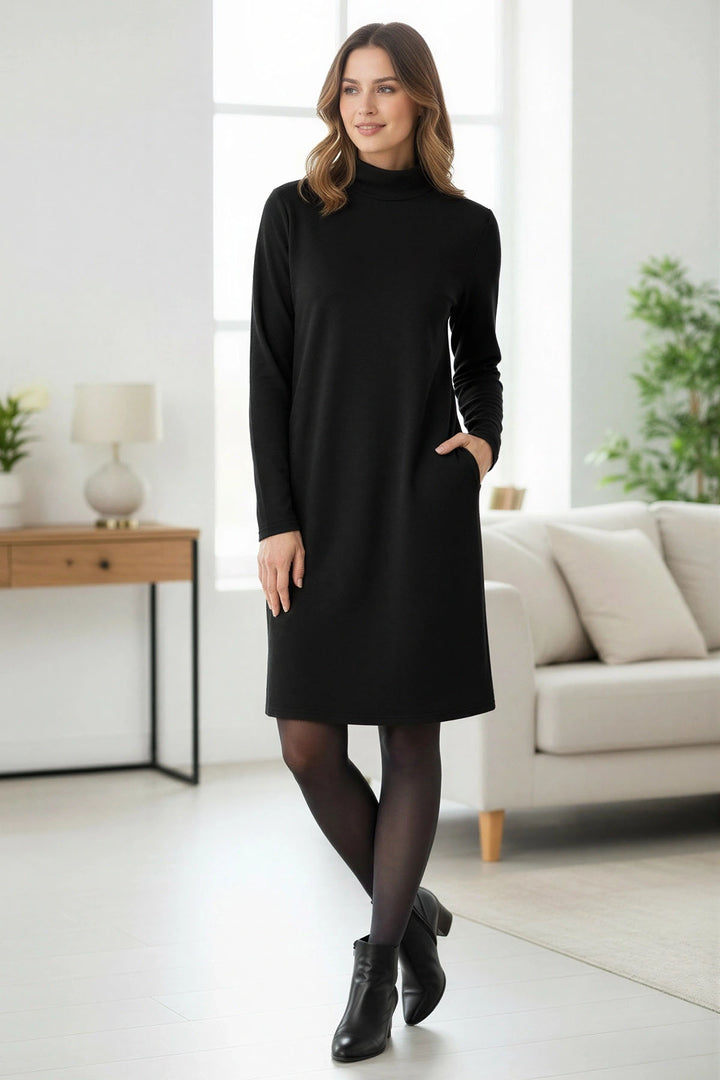 Black High Neck Jumper Dress
