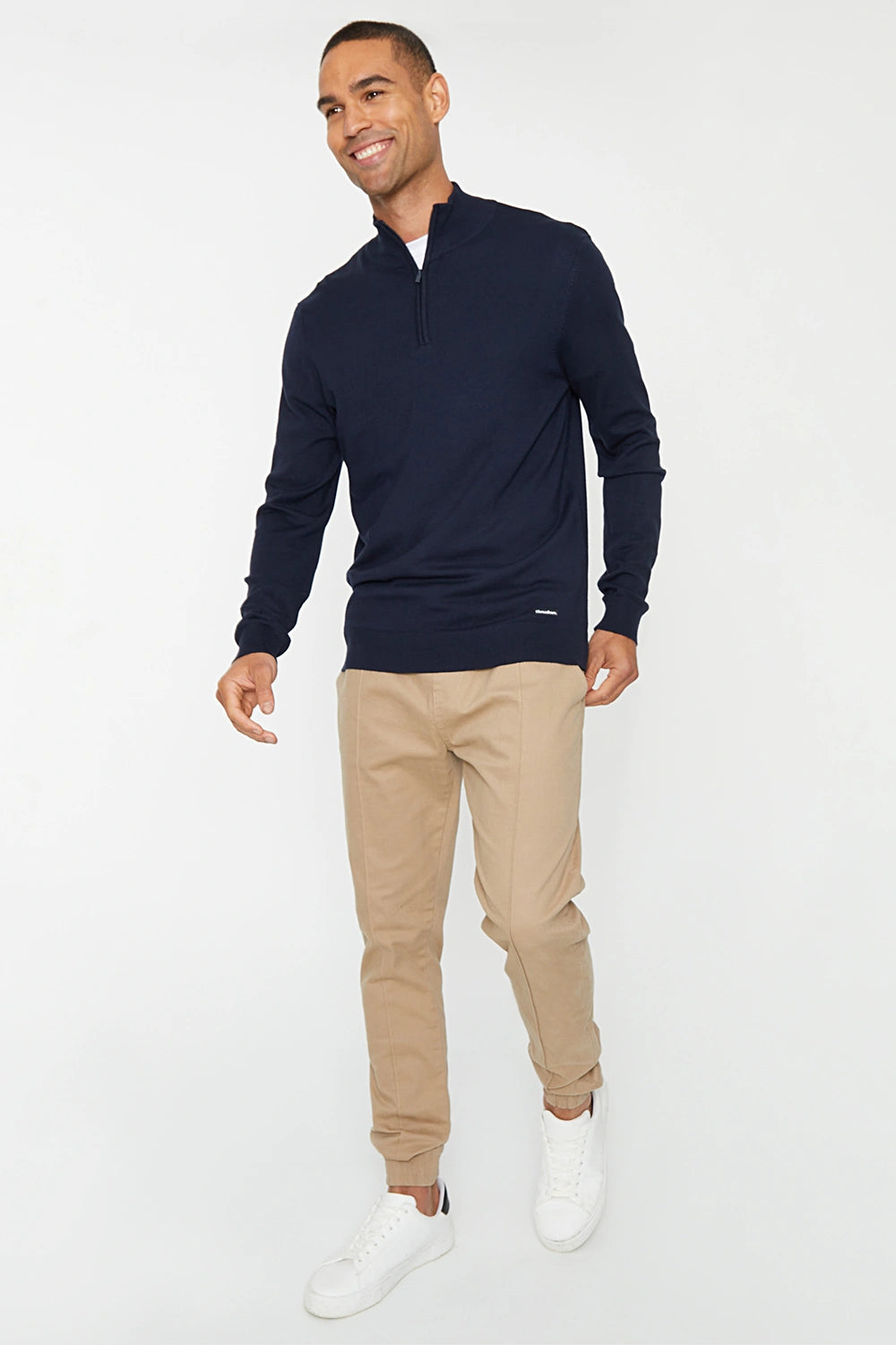 Zip Neck Fine Knit Sweater