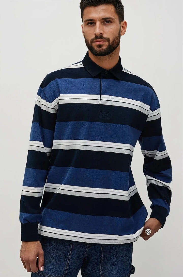 Striped Long Sleeve Rugby Shirt