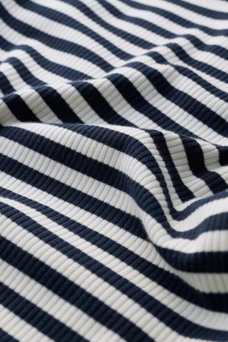 Striped Ribbed Roll Neck Top