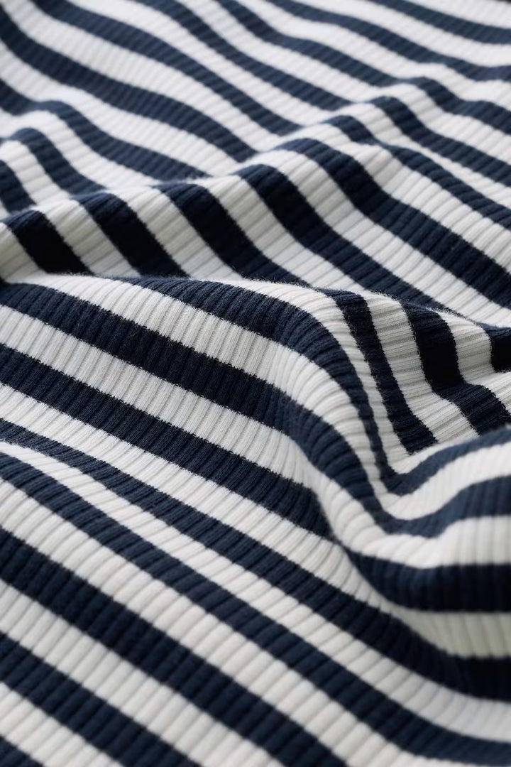 Striped Ribbed Roll Neck Top