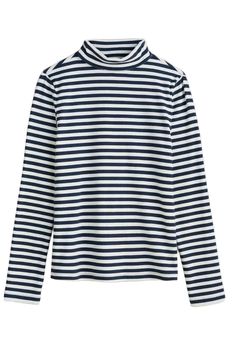 Striped Ribbed Roll Neck Top