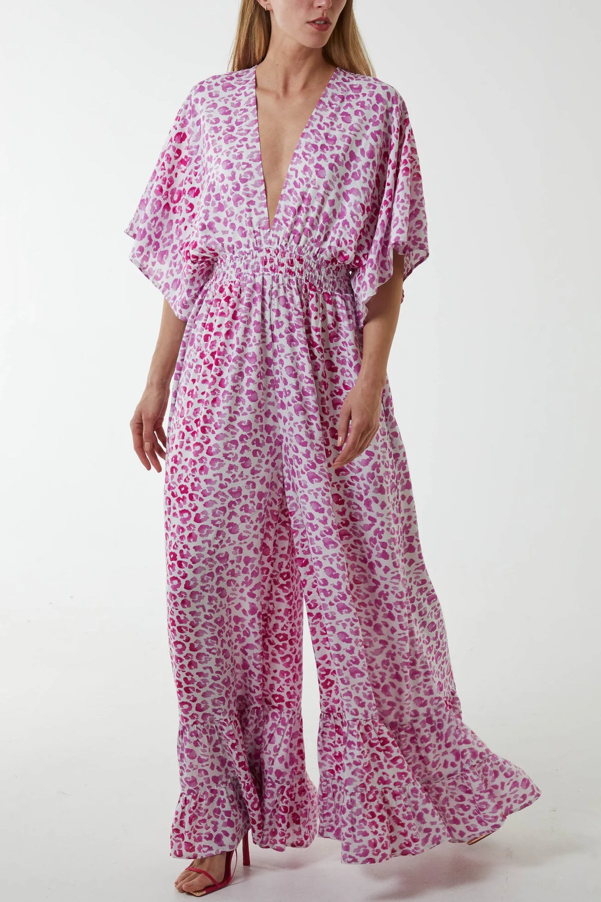 Pink Neon Leopard Print Jumpsuit