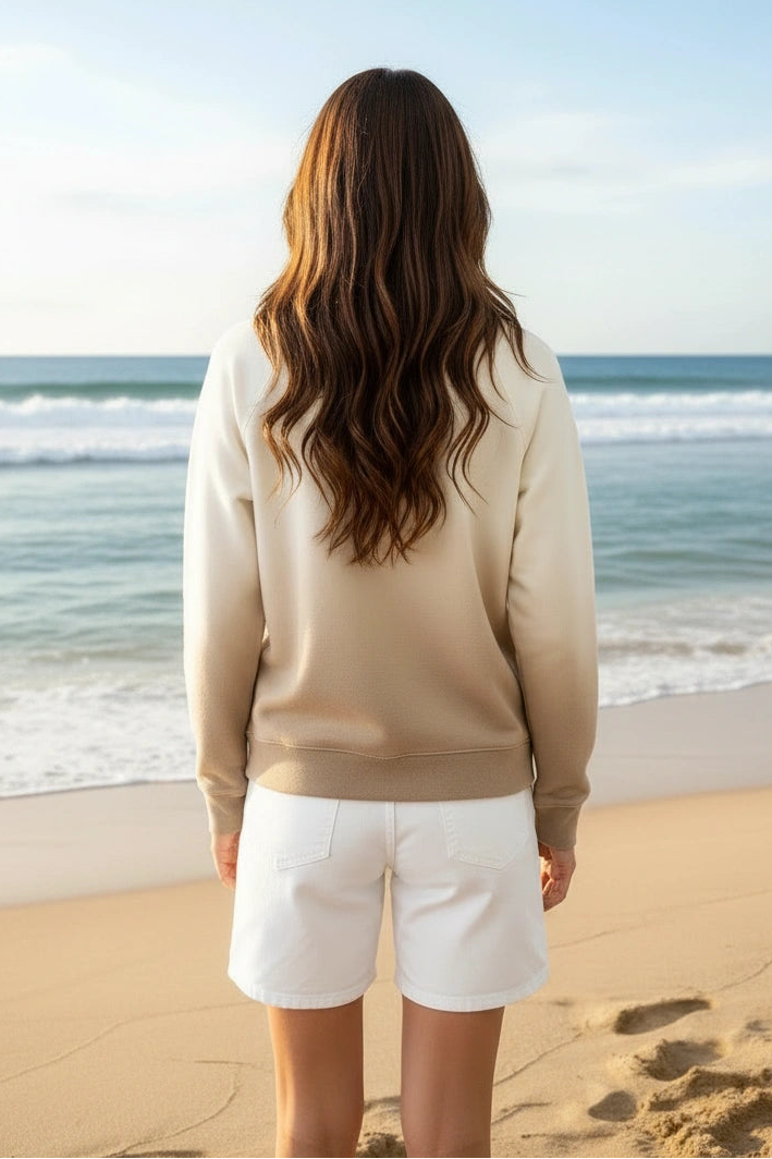Beige Taupe Pure Cotton Ombre Sweatshirt