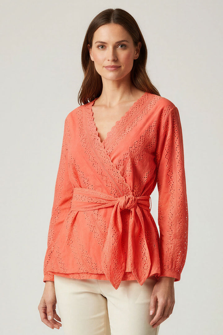 Broderie Anglais Wrap Blouse