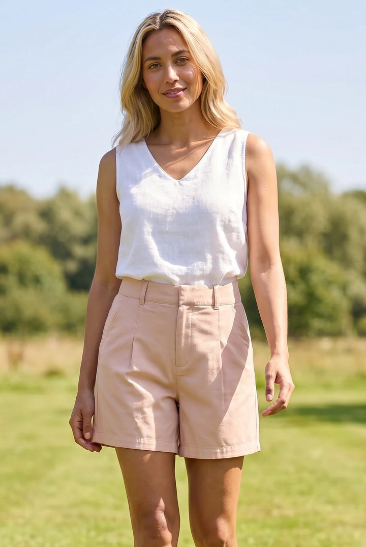 Pure Cotton Pleat Front Shorts