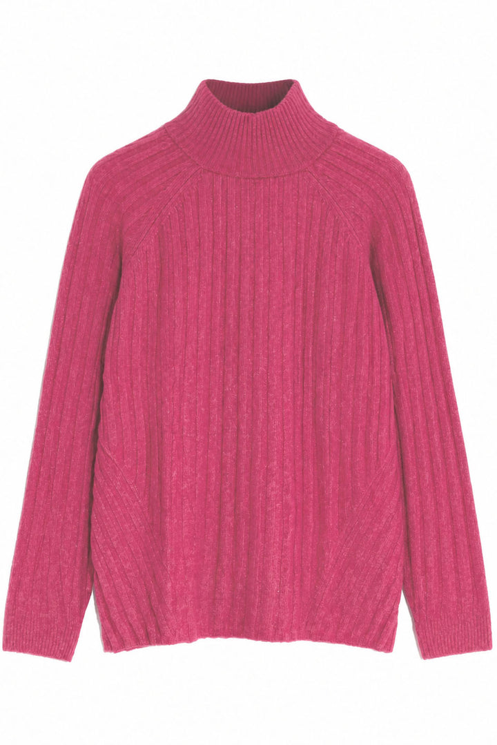Pink Ribbed Turtle Neck Jumper