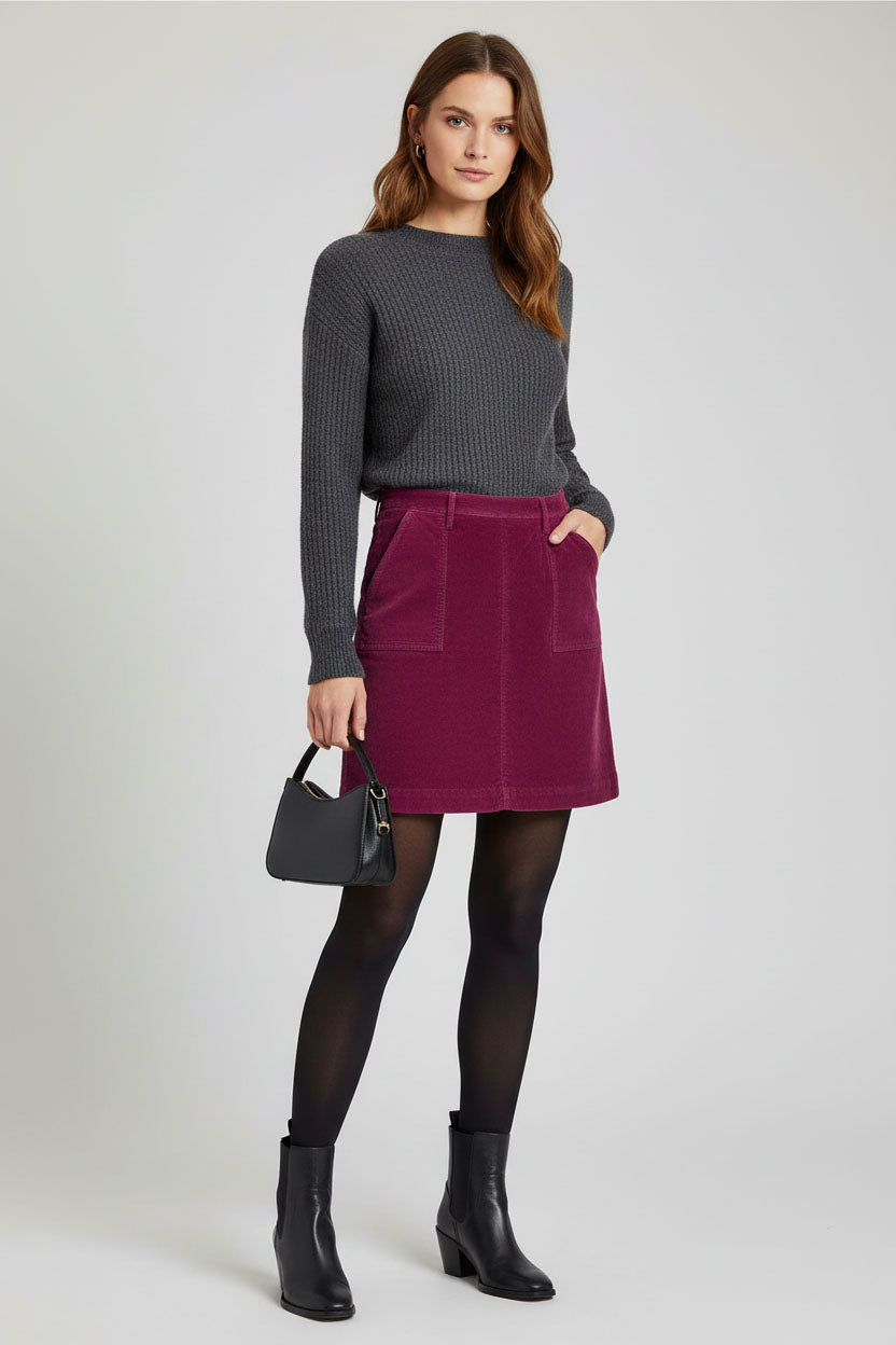 Velvet Patch Pocket Short Skirt-Secret Label