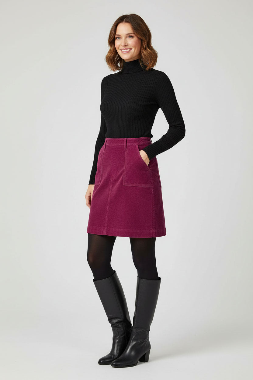 Velvet Patch Pocket Short Skirt-Secret Label