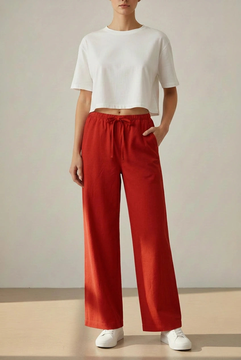 Elasticated Pull On Wide Leg Jeans