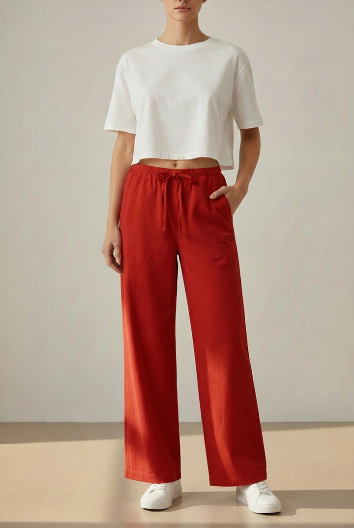 Elasticated Pull On Wide Leg Jeans