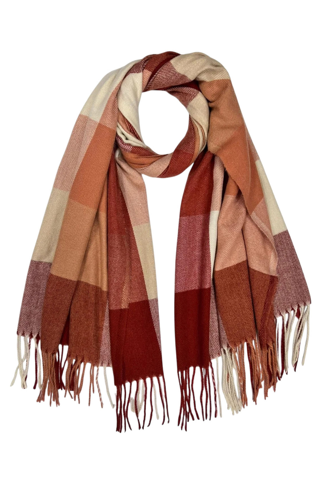 Super Soft Festive Multi Check Scarf With Tassels
