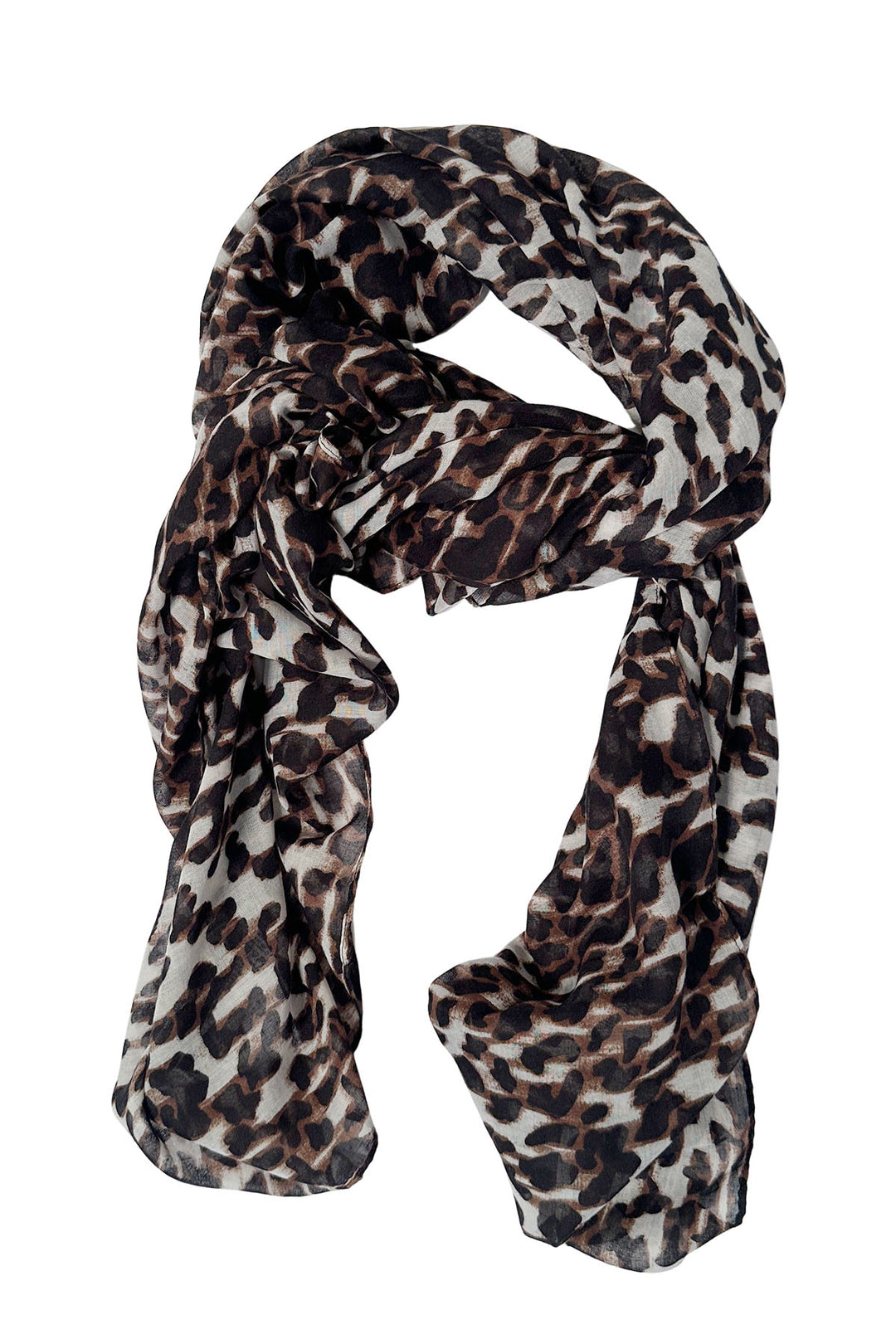 Ivory Flare Sleeve Top with Animal Print Scarf