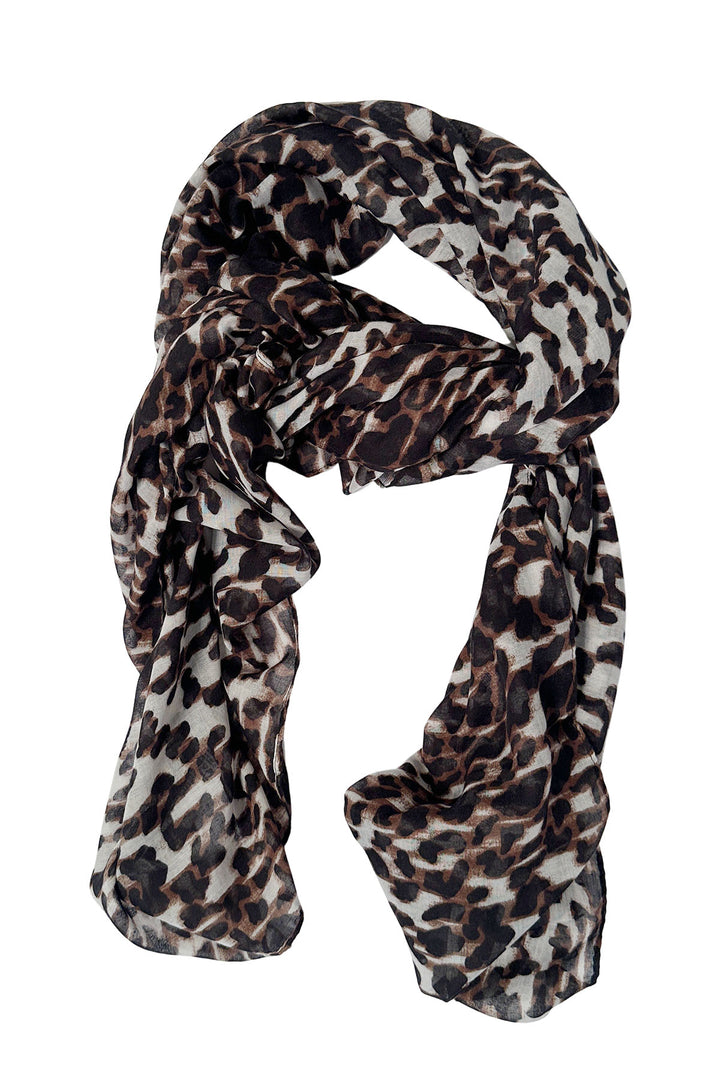 Ivory Flare Sleeve Top with Animal Print Scarf