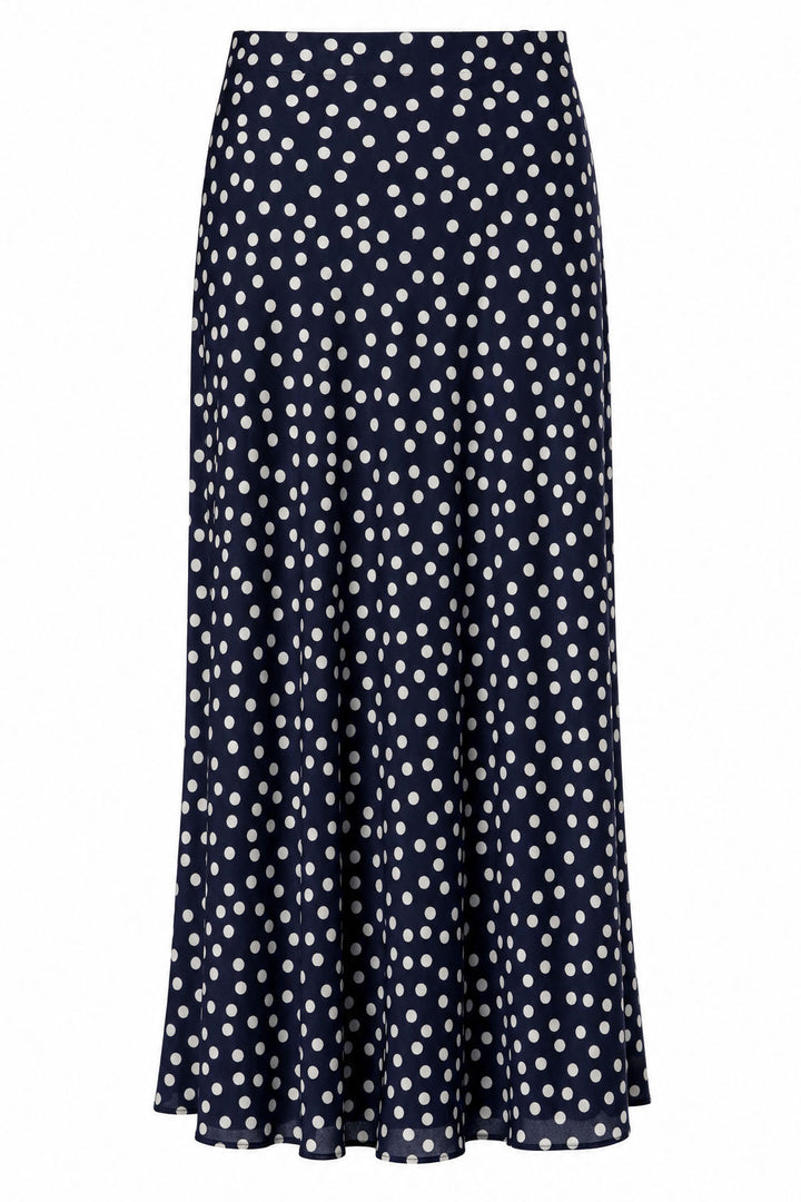 Navy Spotty Midi Skirt