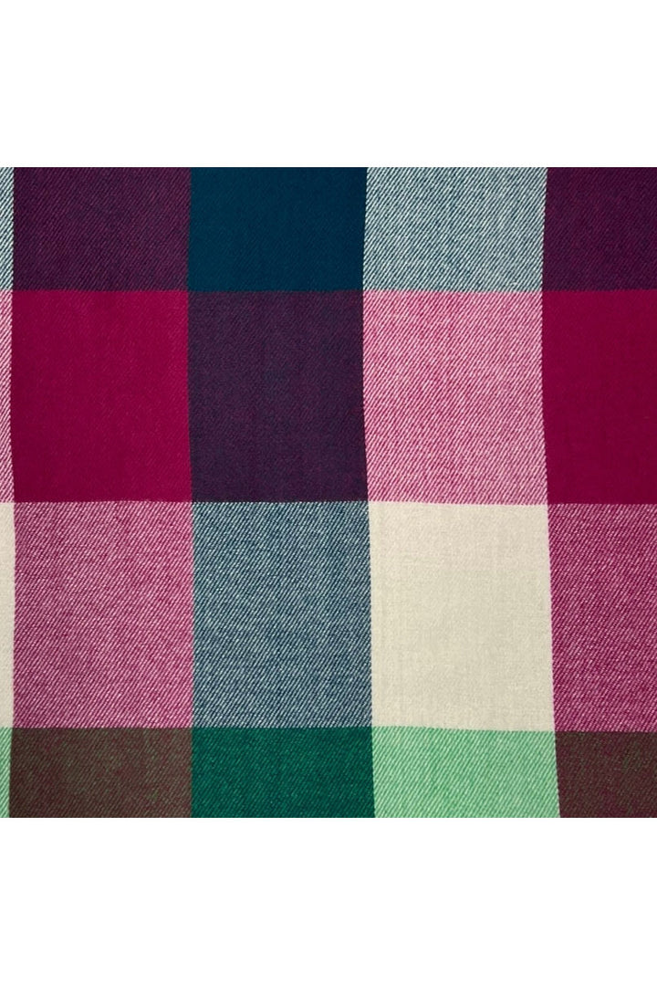 Super Soft Festive Multi Check Scarf With Tassels