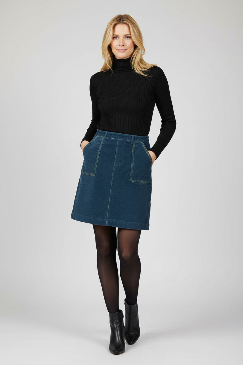 Velvet Patch Pocket Short Skirt-Secret Label