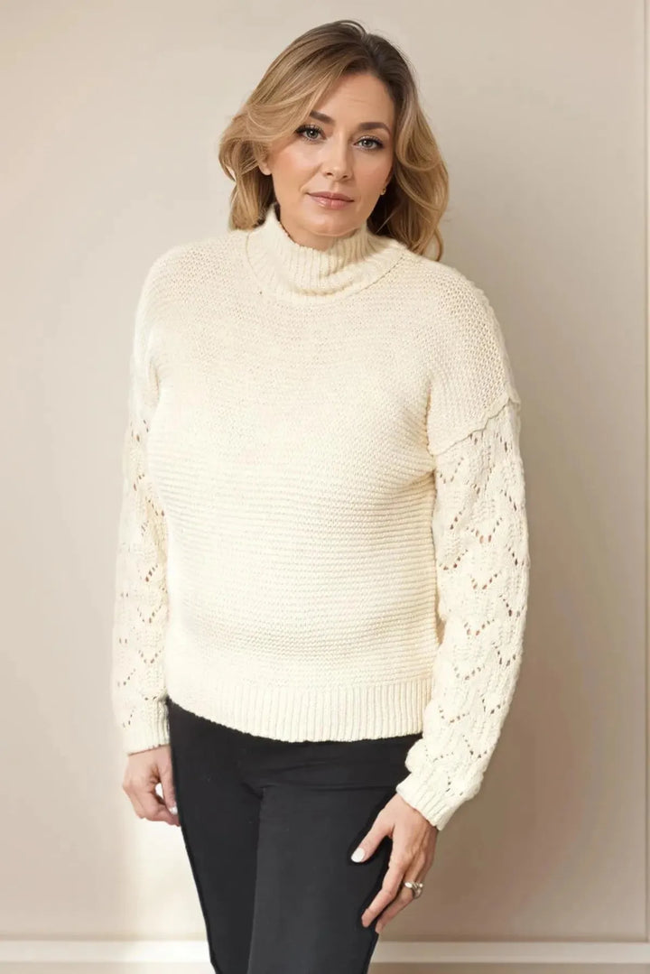 Ribbed Knit Crochet Sleeve Jumper