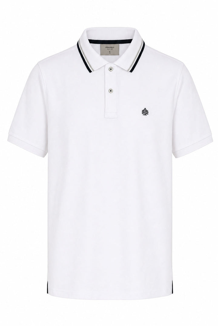 Stripe Detail Cotton Polo Shirt