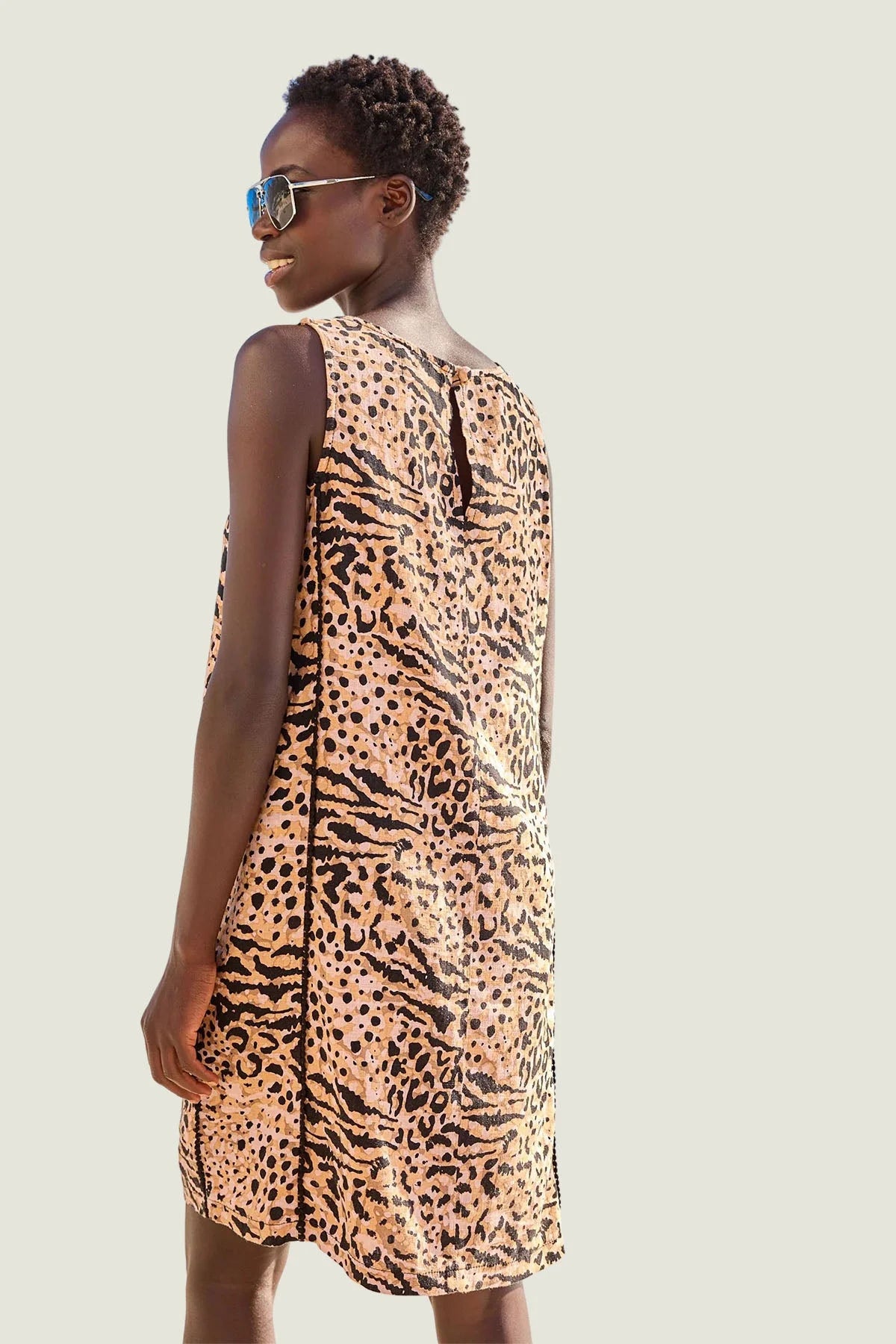 Linen midi shift dress hot sale