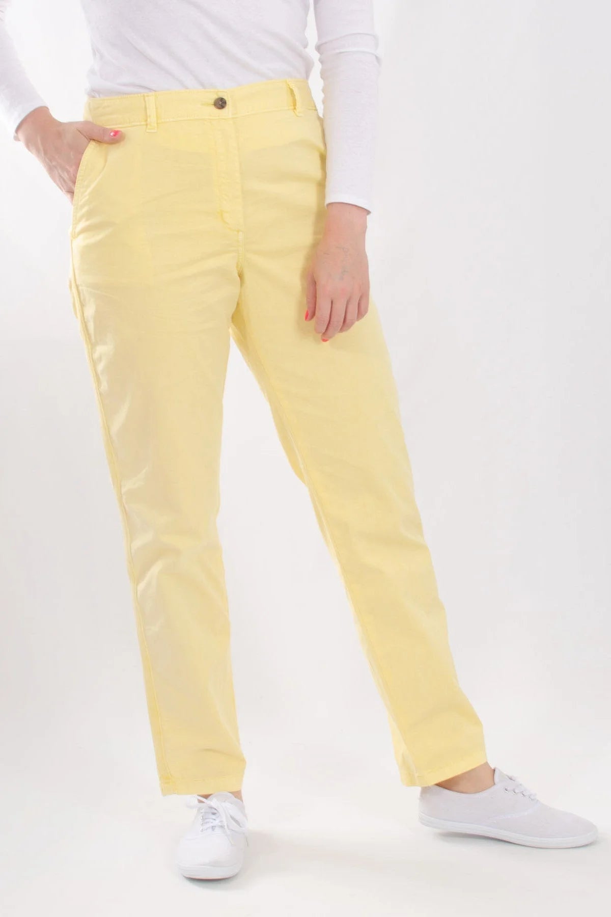 M&S Ankle Grazer Chino Trousers Yellow / 14 / Long