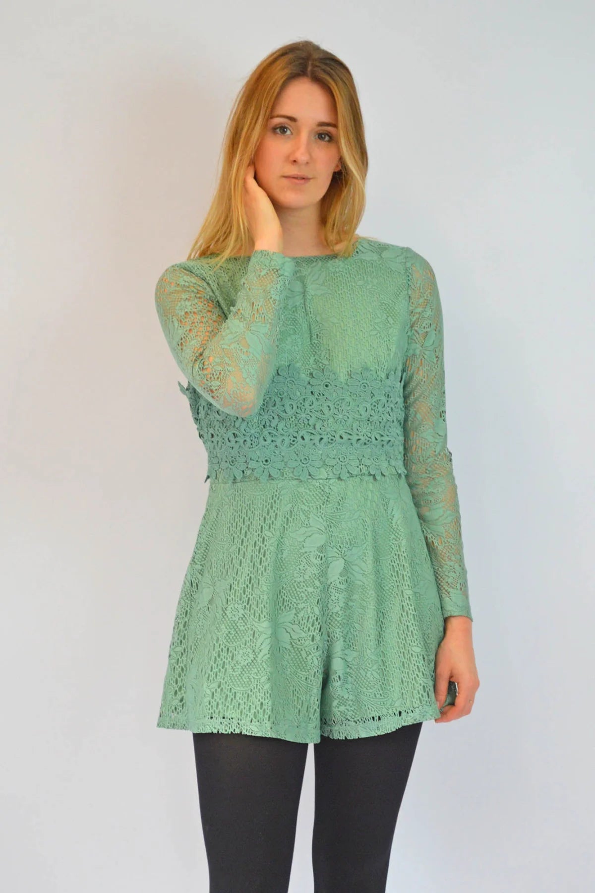 Lace long sleeve sales playsuit