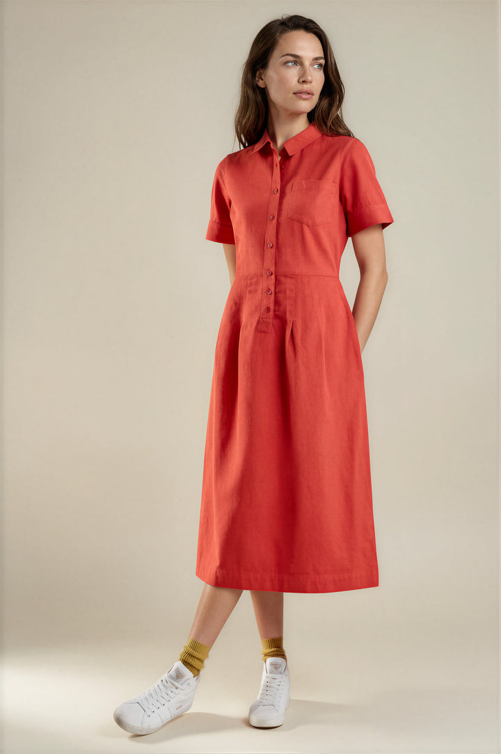 Cotton Midi Shirt Dress