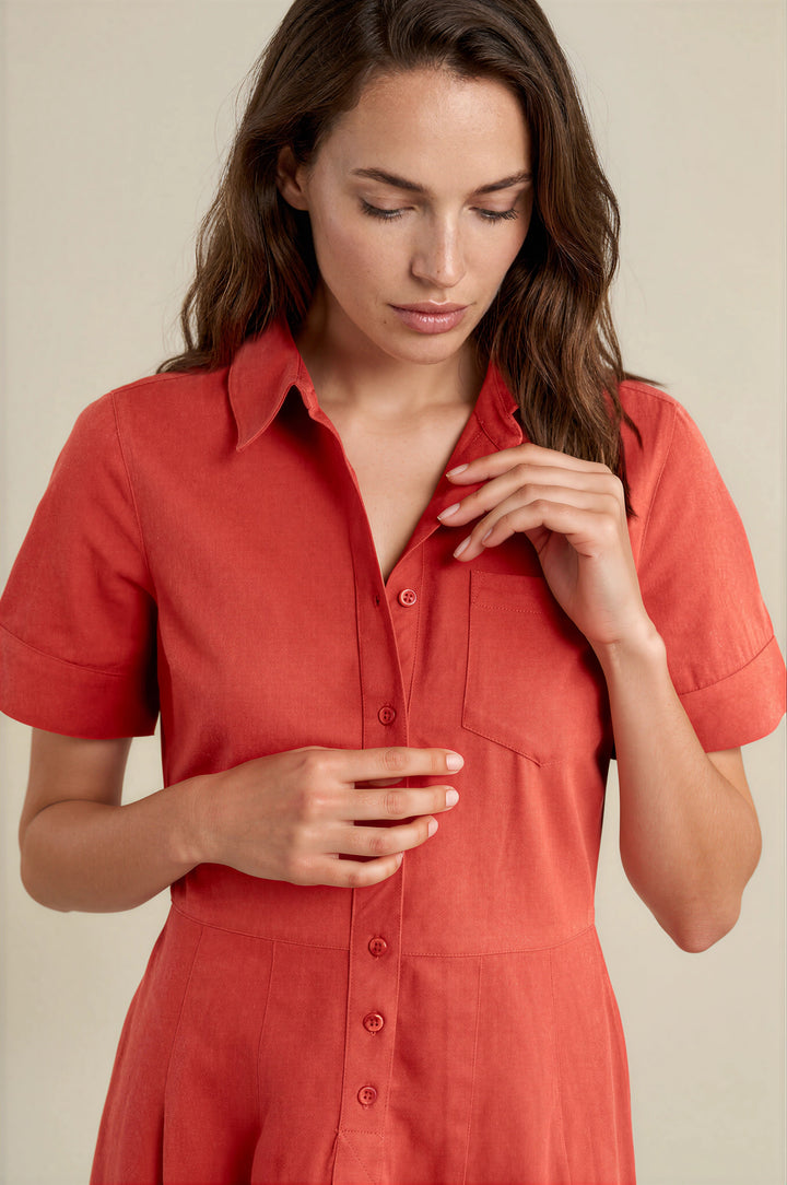 Cotton Midi Shirt Dress