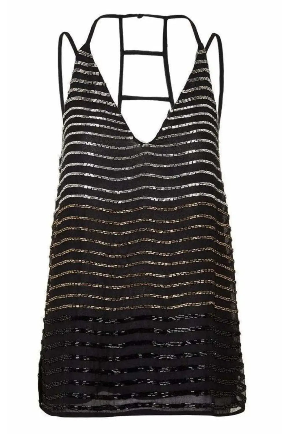 Topshop Beaded Party Cami Top Black Gold Silver 6