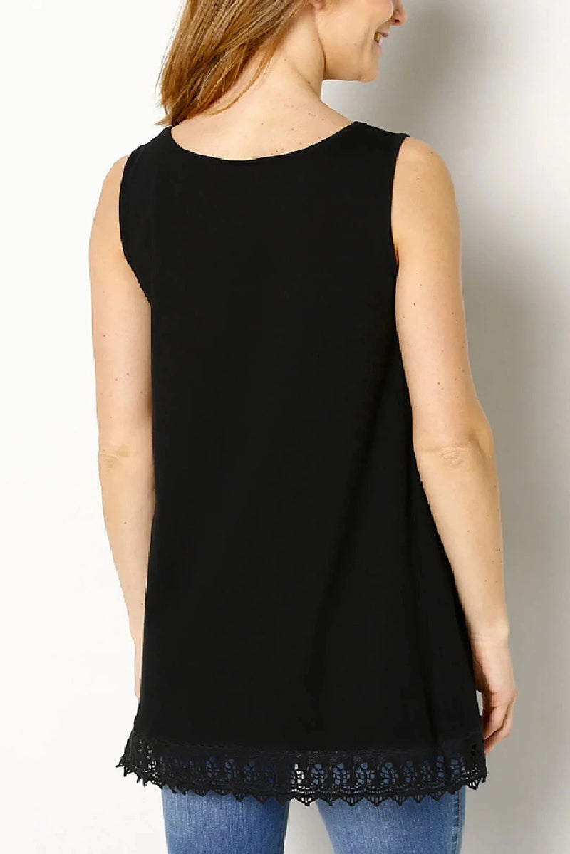 Blancheport Lace Trim Sleeveless Top