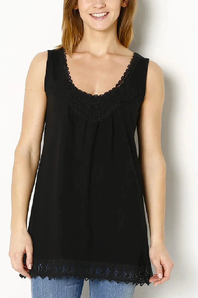 Lace Trim Sleeveless Top – Secret Label