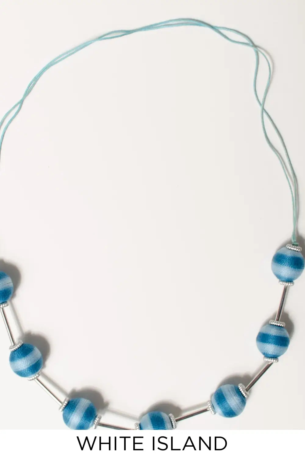 White Island Blue Ball Theaded Necklace