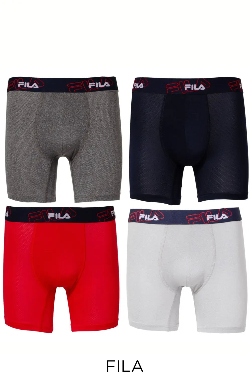 Fila Breathable Boxer Briefs 4 Pack Red/Navy/Grey / M
