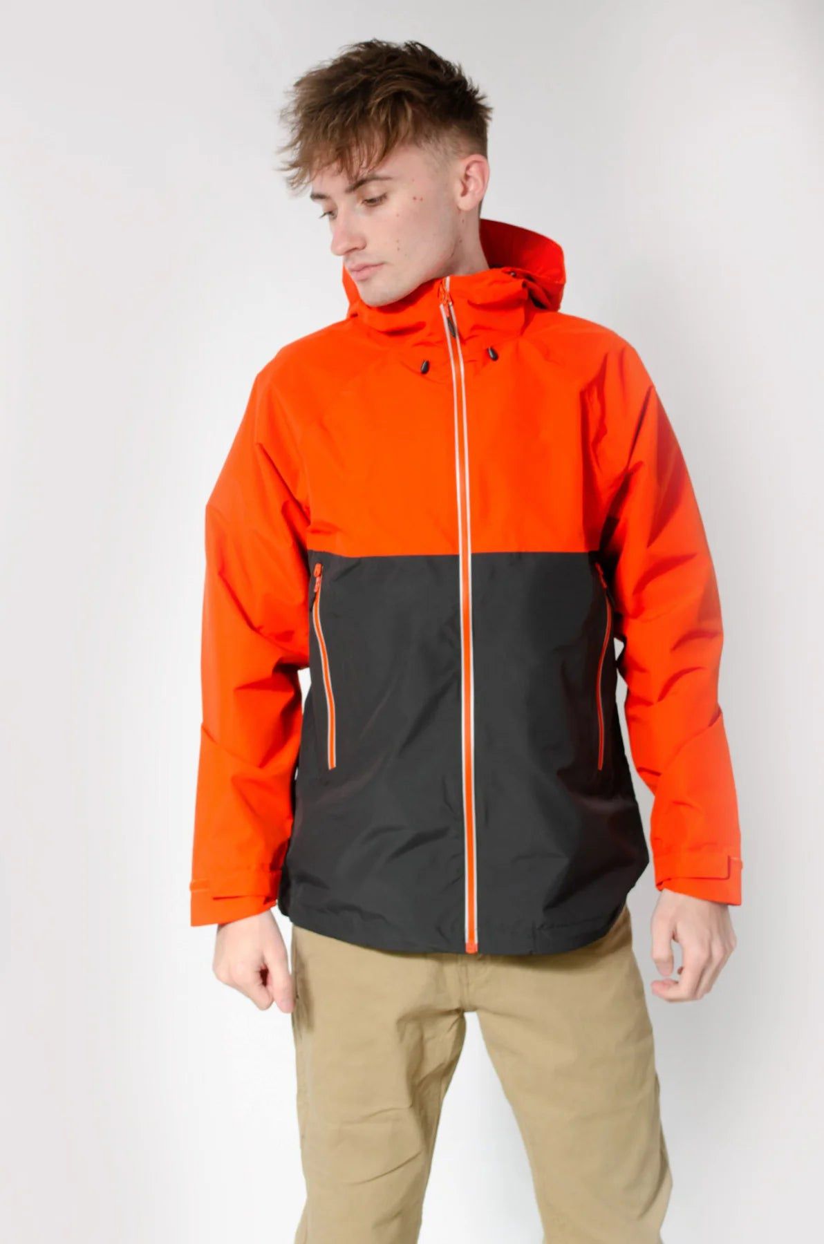Broken Standard Waterproof Hooded Windbreaker Jacket Orange