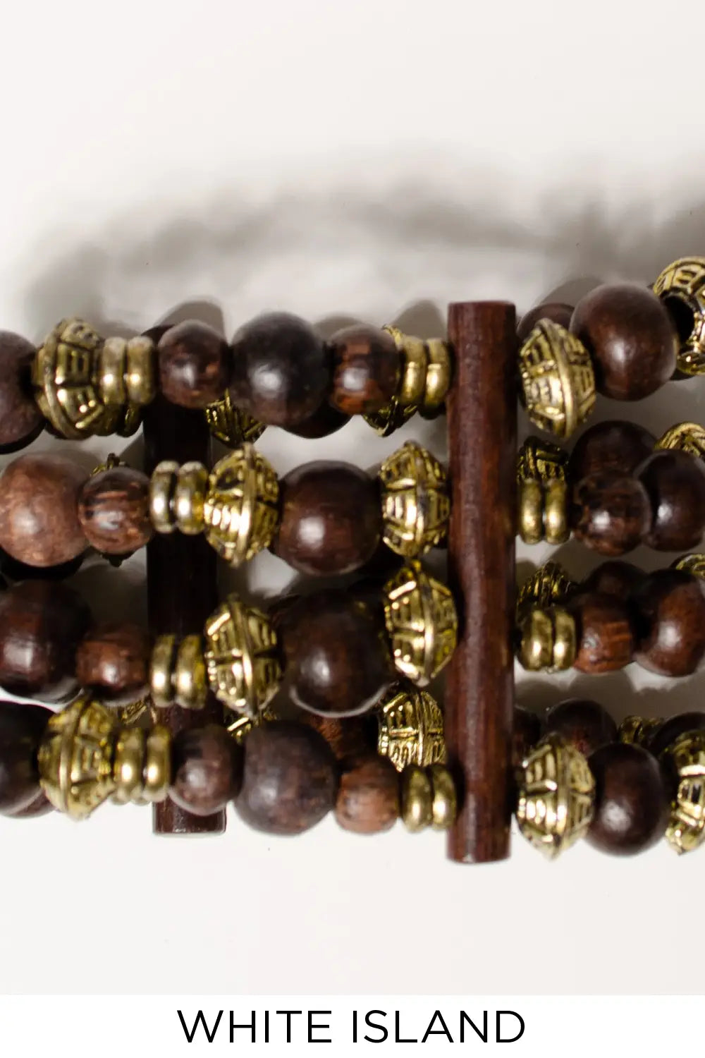White Island Brown Gold Beaded Wide Bangle