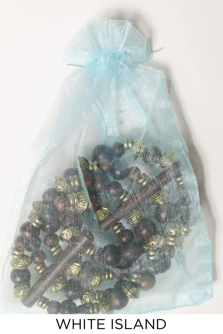 White Island Brown Gold Beaded Wide Bangle