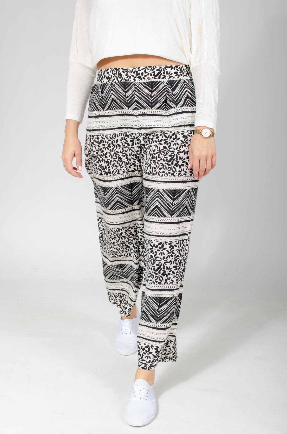 Wide leg batik print trousers