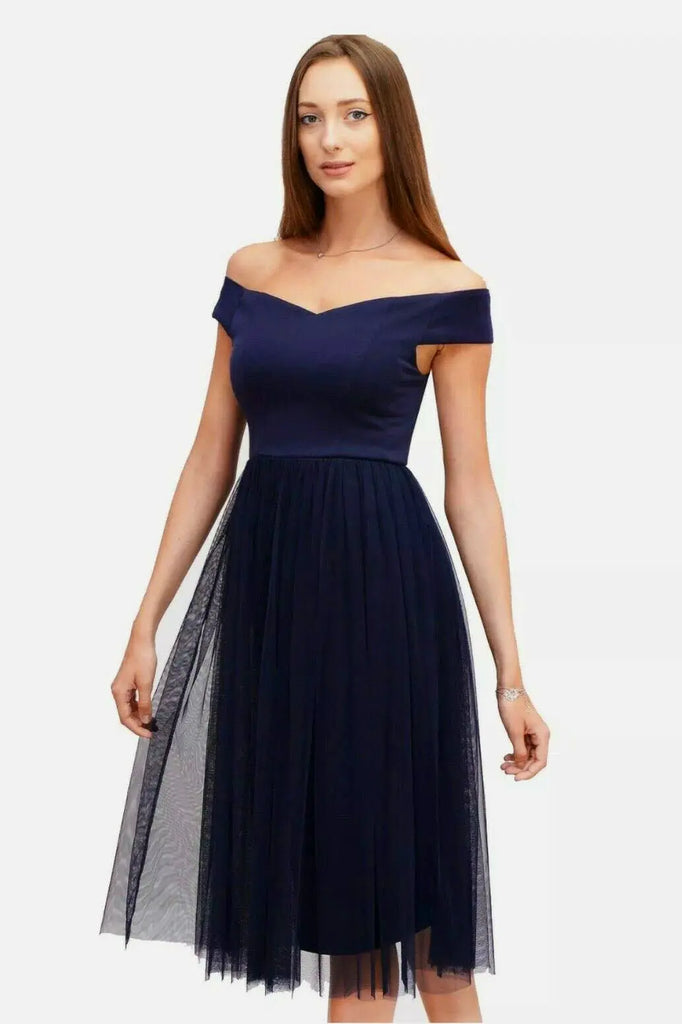 navy bardot midi dress Bardot Midi Dress – Secret Label